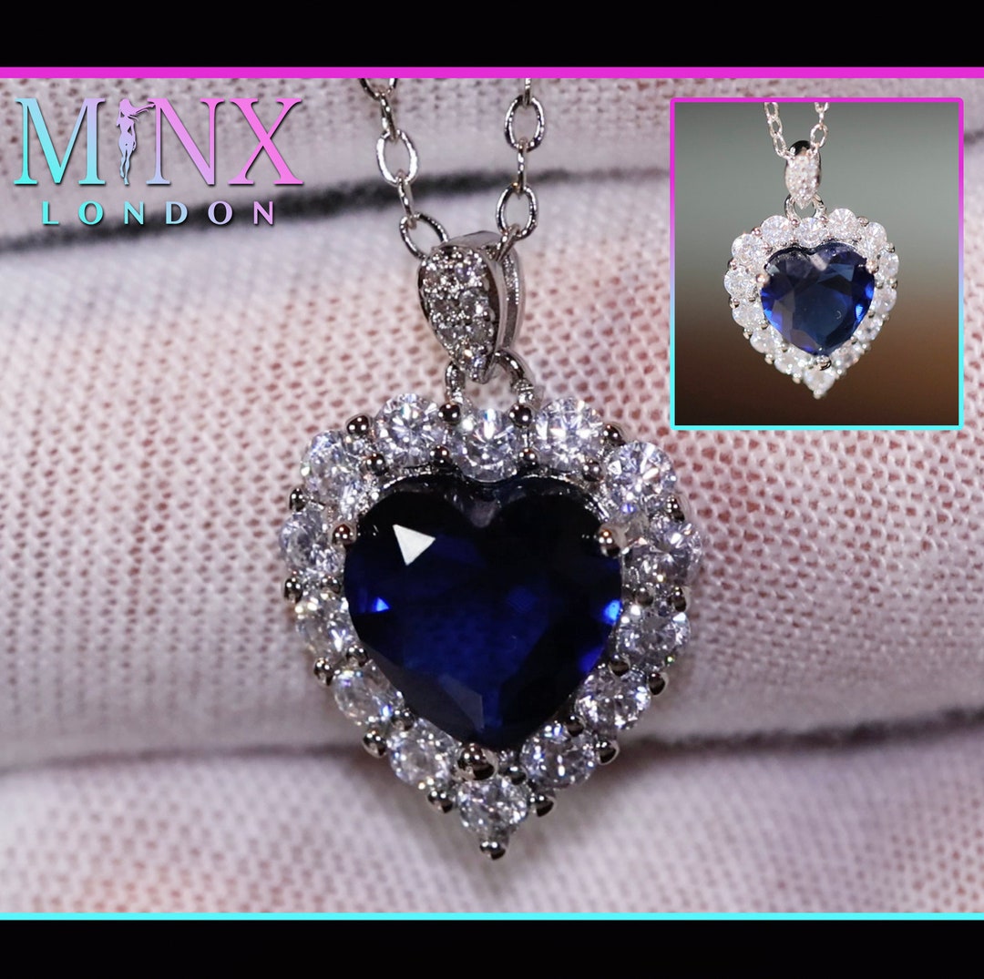 Blue diamond heart pendant Clearance