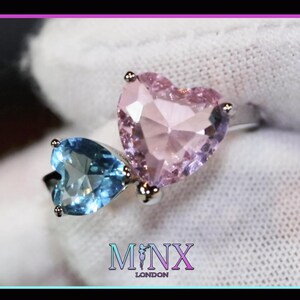 Pink Diamant Herz Ring | Blauer Diamant-Herzring | Herz Diamantschliff Ring | Herz Verlobungsring | Diamant Herz Ring