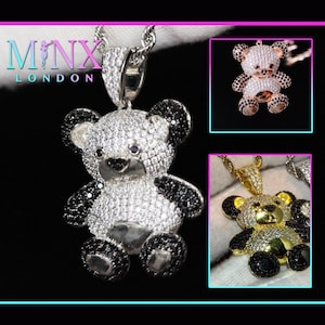 Diamond Teddy Bear Pendant | Hip Hop Pendant | Iced Out Pendant | Bear Pendants | Diamond Pendant | Diamond Teddy Bear Pendant and Necklace