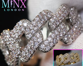 Iced Out Chain Ring | Eternity Ring | Mens Iced Out Ring | Cuban Link Chain Ring | Mens Eternity Ring | Womens Eternity Ring | Iced Out Ring