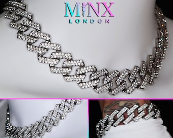 Iced Out Necklace | Iced Out Bracelet | Iced Out Chain | Silver Bracelet | Iced Out Chains | Cuban Link Chain | Diamond Necklace, Mens Chain