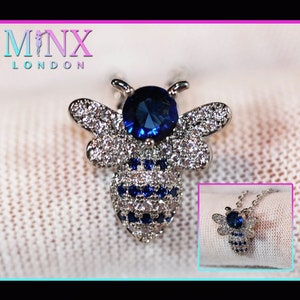Womens Necklace | Blue Emerald Necklace | Diamond Bee Necklace | Blue Diamond Pendant | Bee Pendant | Bumble Bee Pendant | Animal Pendant