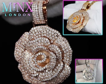 ローズペンダント | ダイヤモンドローズペンダント | フラワーペンダント | ダイヤモンドペンダント | アイスネックレス | ローズネックレス | ヒップホップチェーン | アイスジュエリー