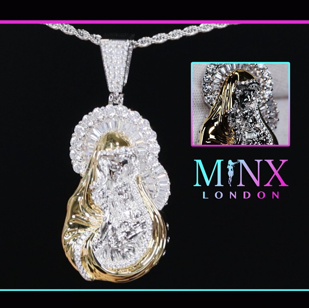 Virgin Mary Pendant | Baguette Diamond Mary Pendant | Iced Out Virgin ...