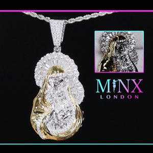 Virgin Mary Pendant | Baguette Diamond Mary Pendant | Iced Out Virgin Mary Pendant | Gold Virgin Mary Pendant | Mary and Jesus Pendant