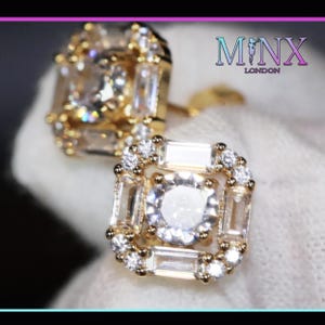 Iced Out Earrings | Gold Diamond Earrings | Gold Baguette Diamond Ear Studs | Mens Gold Diamond Stud Earrings | Mens Diamond Ear Studs