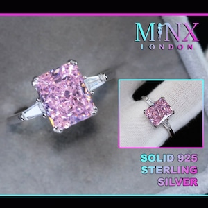 Womens Pink Diamond Ring | Pink Diamond Engagement Ring | Pink Simulated Diamond Ring | Pink Crushed Ice Diamond Ring | Pink Gemstone Ring