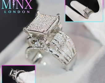 Womens Big Diamond Ring | Womens Big Hip Hop Ring | Diamond Promise Ring | Womens Big Engagement Ring | Womens Big Silver Diamond Ring