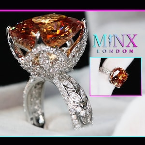 Champagner Diamant Ring | Diamant Ring Damen | Große Champagner Diamant Ring | Crushed Diamant Ring | Brauner Diamant Ring