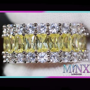 Yellow Diamond Eternity Ring | Yellow Baguette Diamond Ring | Men&#39;s Yellow Diamond Ring | Yellow Diamond Ring | Womens Yellow Diamond Ring