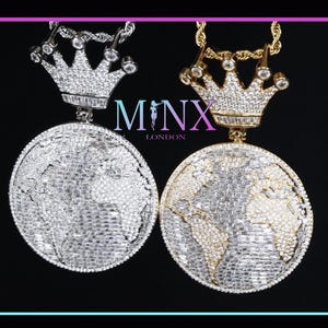 Iced Out Pendant | Hip Hop Diamond Pendant | Globe Pendant | World Pendant | Hip Hop Pendant | Baguette Diamond Hip Hop Pendant