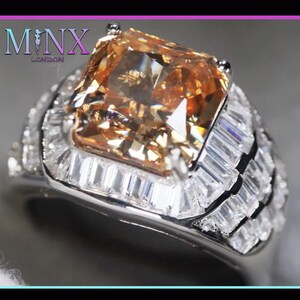 Mens Champagne Diamond Ring | Womens Champagne Diamond Ring | Champagne Diamond Ring | Crushed Diamond Ring, Champagne Baguette Diamond Ring