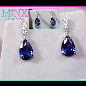 Saphir Blau Ohrringe | Teardrop Ohrringe | Blauer Diamant Ohrringe | Birnenschliff Diamant Ohrringe | Damen Diamant Ohrringe