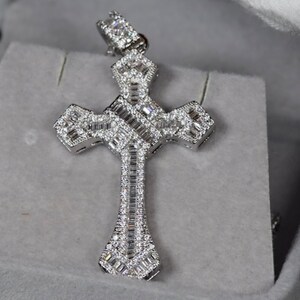 Baguette Cut Diamond Cross Pendant