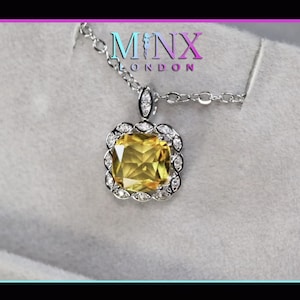 Yellow Diamond Pendant | Womens Yellow Diamond Pendant | Yellow Cushion Cut Diamond Necklace | Yellow Diamond Pendants