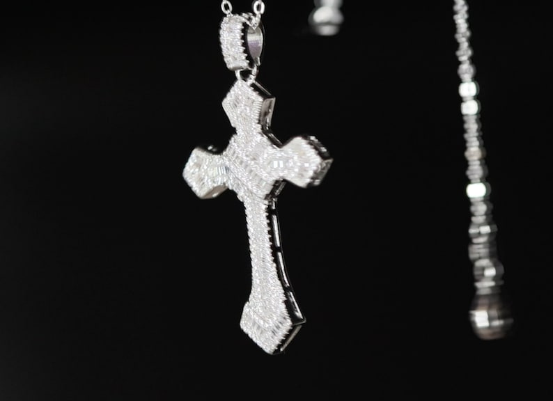 mens iced out cross pendant