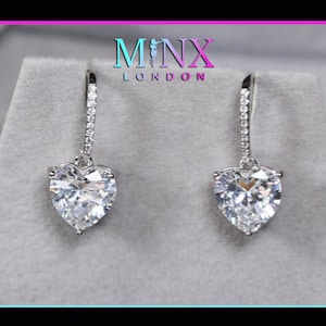 Silber Diamant Herz Ohrringe | Herz Ohrringe | Damen Herz Diamant Ohrringe | Herzohrringe mit Diamanten