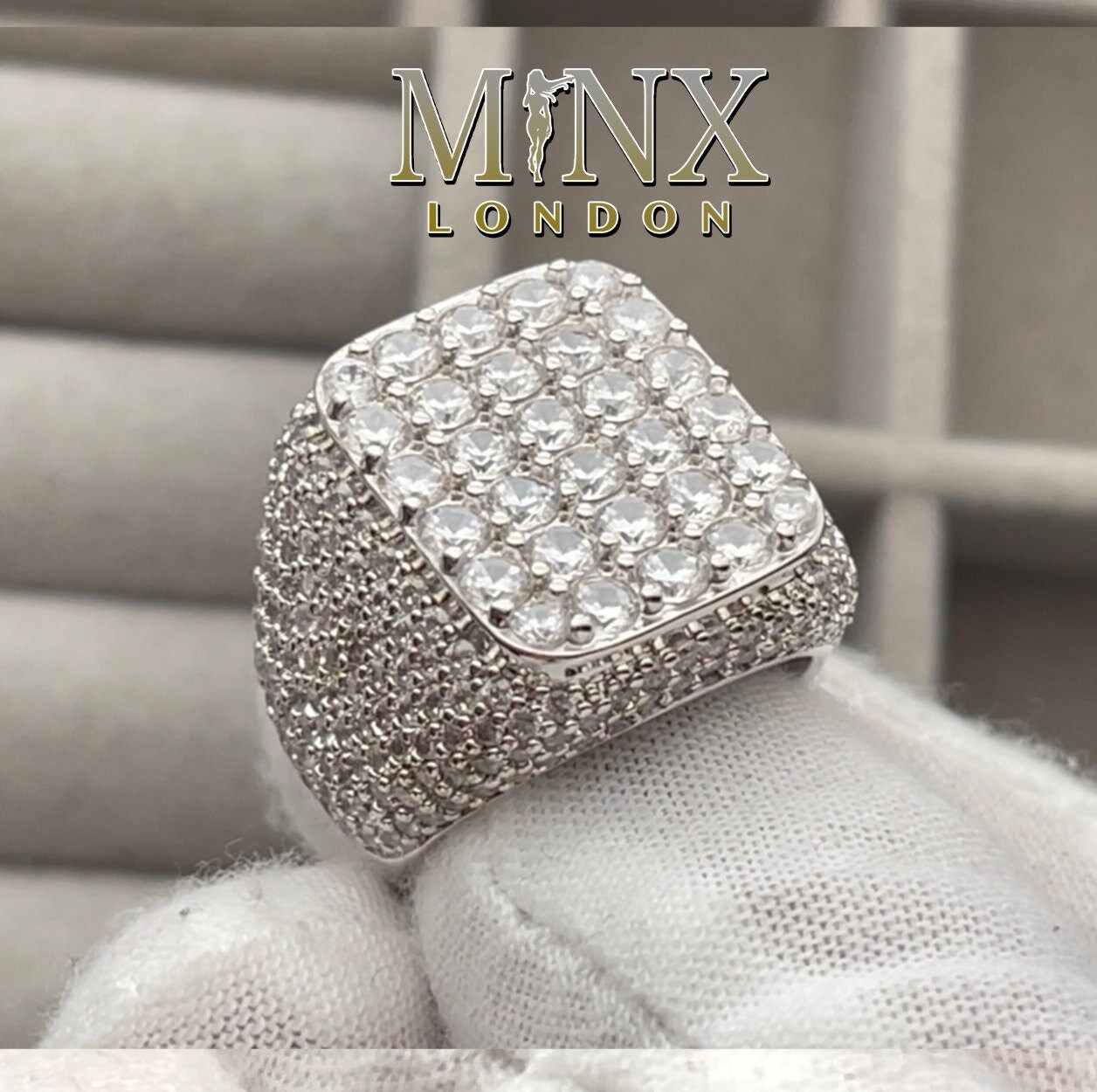 Iced out mens wedding deals ring