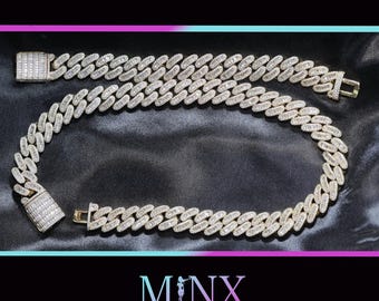 Gold Cuban Link Chain | Gold Iced Out Chain | Iced Out Necklace | Iced Out Bracelet | Gold Diamond Cuban Chain | Mens Iced Out Chain