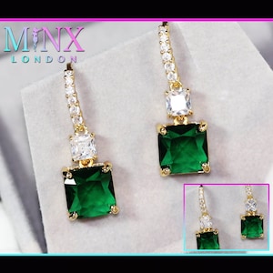 Green Diamond Earrings | Emerald Green Earrings | Emerald Diamond Earrings | Classy Earrings | Womens Earrings | Emerald Earrings