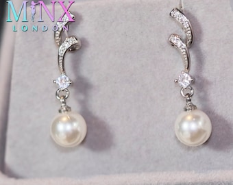 Pearl Earrings | Diamond Pearl  Earrings | Womens Pearl Earrings | Pearl earrings with Diamonds | Womens Diamond Earrings | Earrings Pearl