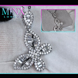 Butterfly Necklace | Butterfly Pendant | Womens Baguette Necklace | Womens Necklace | Diamond Butterfly Necklace | Diamond Butterfly Pendant