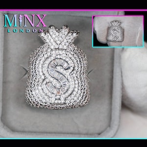 Anelli ghiacciati / Anello ghiacciato / Anello ghiacciato da uomo / Anello ghiacciato da donna / Anello con simbolo del dollaro / Anello hip hop / Anello con simbolo del dollaro in diamante