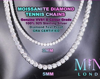 Tennis Chain | Tennis Necklace | Moissanite Tennis Chain | Mens Iced Out Chain | Womens Tennis Necklace | Moissanite Diamond Tennis Chain