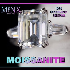 Womens Moissanite Diamond Engagement Ring | 3.0 CT Ring | Moissanite Emerald Cut Diamond Ring | Womens Moissanite Diamond Wedding Ring