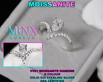 Womens Moissanite Pear Cut Diamond Engagement Ring | Teardrop Moissanite Engagement Ring | Moissanite Ring | Moissanite Engagement Rings