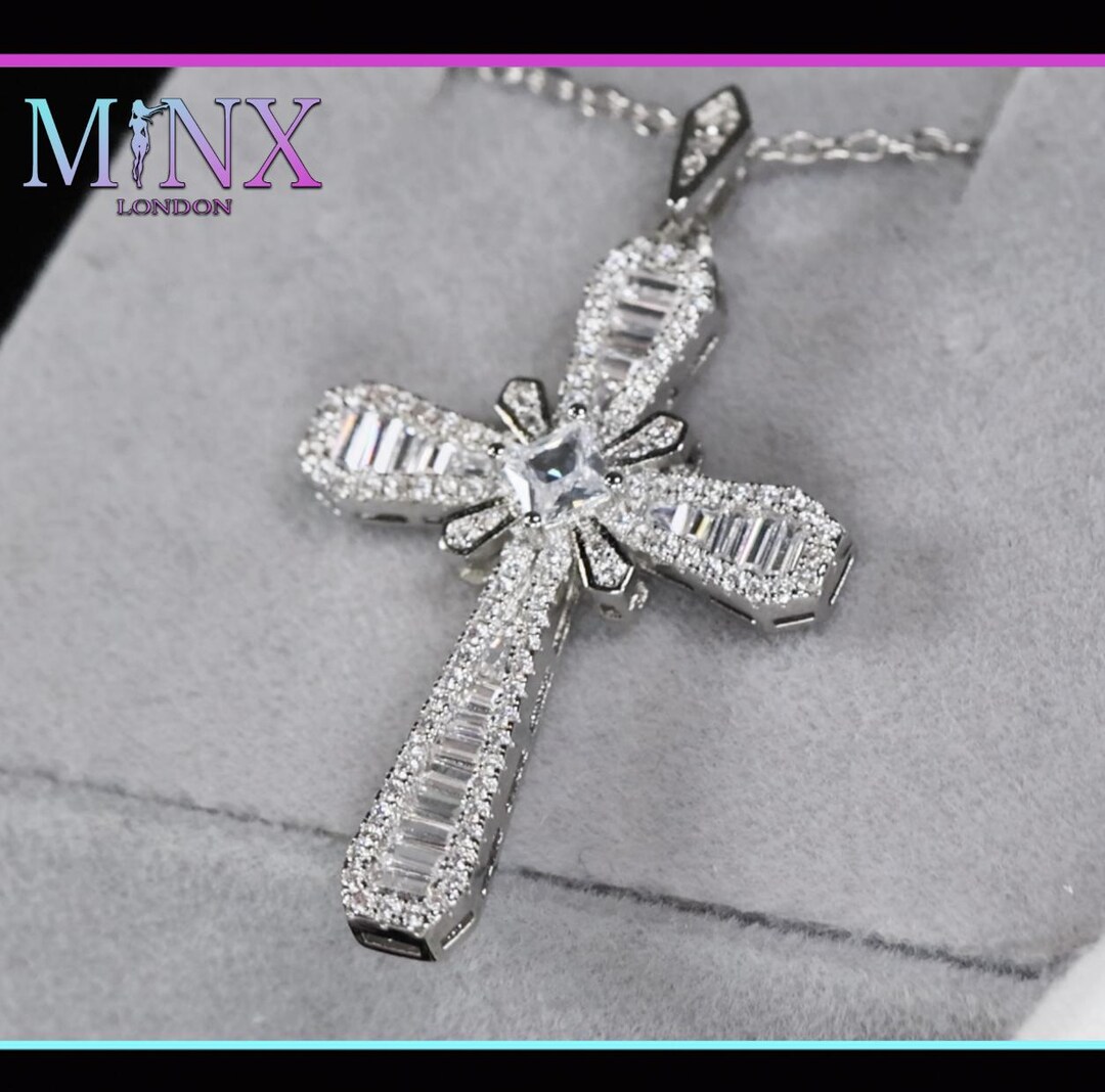 Diamond Baguette Cross Necklace Baguette Diamond Cross Pendant