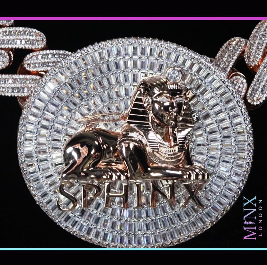 Big Hip Hop Pendant | Big Iced Out Pendant | Sphinx Pendant | Rose Gold ...