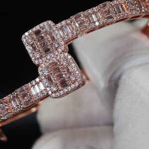 Iced Out Rose Gold Diamond Bangle