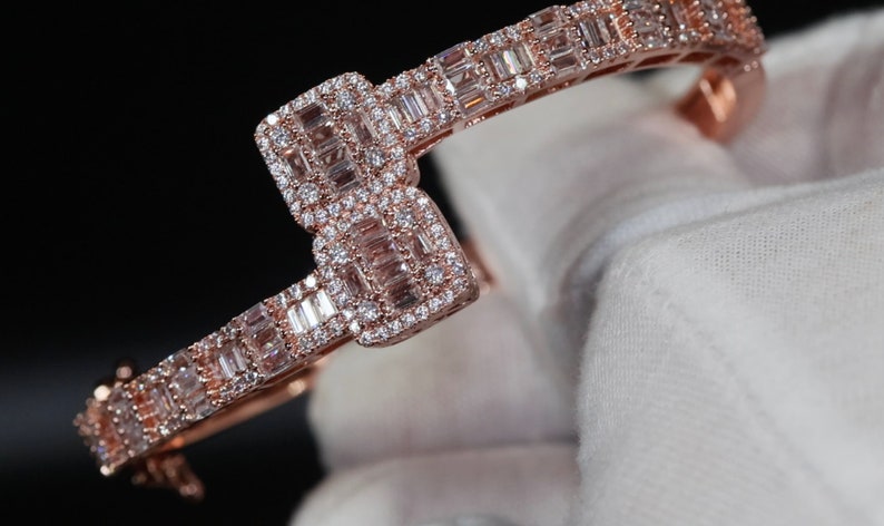 Iced Out Rose Gold Diamond Bangle