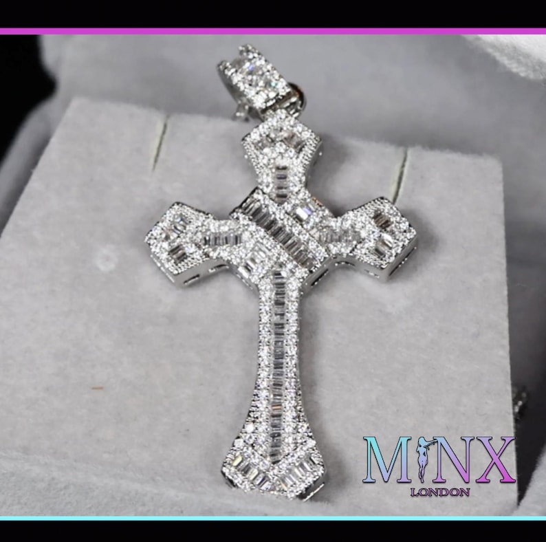 Baguette Cut Diamond Cross Pendant