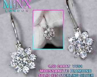 VVS1 Moissanite Diamond Earrings | Moissanite Diamond Earrings | Womens Earrings | Bridal Earrings | Moissanite Earrings | Flower Earrings