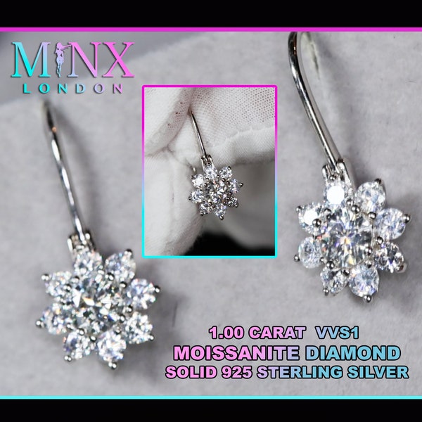 VVS1 Moissanit Diamant Ohrringe | Moissanit Diamant Ohrringe | Damen Ohrringe | Braut Ohrringe | Moissanit Ohrringe | Blumen Ohrringe