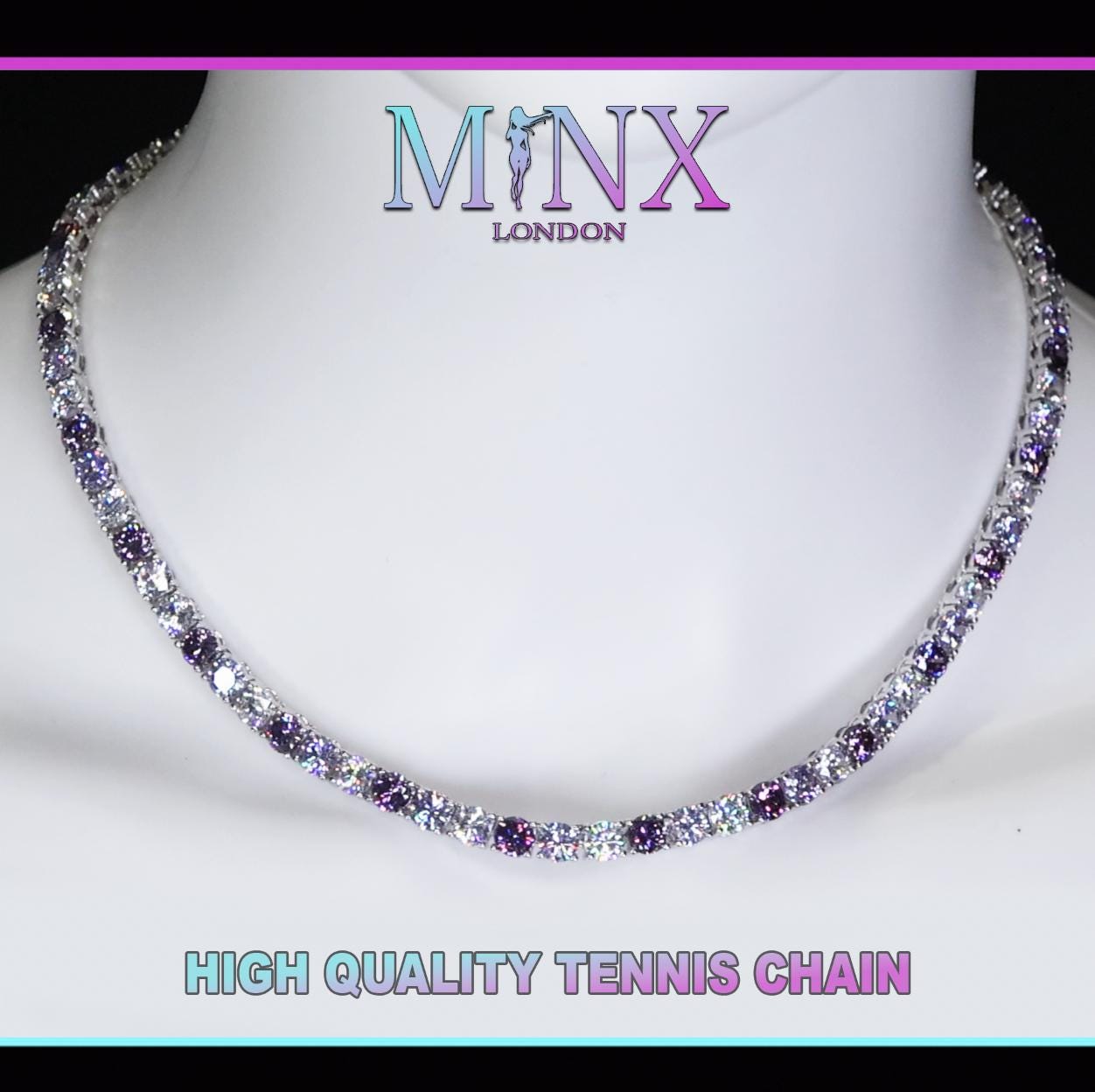 Purple Diamond Tennis Chain | Tennis Necklace | Purple Diamond