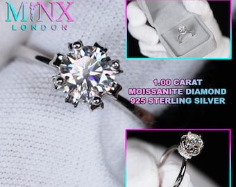 Moissanite Engagement Ring | Womens Lab Diamond Engagement Ring | Womens Moissanite Ring | Moissanite Round Diamond Engagement Ring