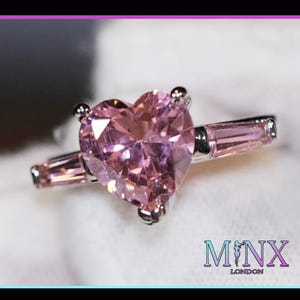 Pink Diamond Heart Ring | Pink Diamond Ring | Pink Heart Shaped Ring | Pink Heart Shape Ring | Diamond Heart Ring | Heart Ring with Diamonds