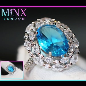 Blue Diamond Engagement Ring | Oval Wedding Ring | Wedding Ring | Blue Wedding Ring | Halo Ring | Beautiful engagement ring | Wedding Ring
