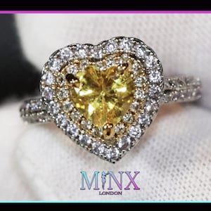 Yellow Diamond Heart Ring | Heart Ring | Heart Shaped Ring | Heart Diamond Ring | Womens Yellow Diamond Ring | Yellow Diamond Ring