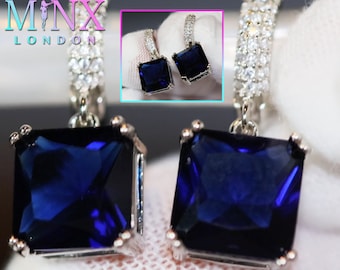 Blue Diamond Hoop Earrings | Blue Diamond Earrings | Sapphire Earrings | Hoop Earrings | Sapphire Blue Earrings | Womens Diamond Earrings