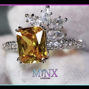 Yellow Diamond Ring | Yellow Radiant Ring | Women&#39;s Yellow Diamond Ring | Radiant Diamond Ring