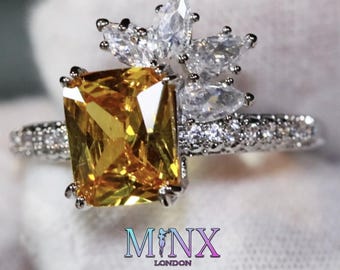 Yellow Diamond Ring | Yellow Radiant Ring | Women's Yellow Diamond Ring | Radiant Diamond Ring