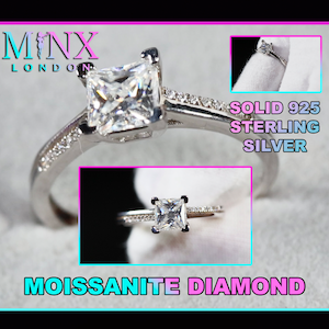 VVS1 1,0 CARAT Bague de fiançailles en moissanite | Bague diamant moissanite taille princesse | Alliance pour femme | Bague diamant moissanite pour femme
