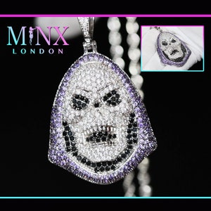 Diamond Skull Pendant | Hip Hop Pendant | Iced Out Pendant | Skull Pendants | Diamond Pendant | Horror Pendant | Purple Diamond Pendant