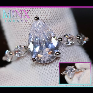 Silber Tropfen Diamant Ring | Tropfen Verlobungsring | Tropfen Verlobungsring | Tropfen Ring | Diamant Eheringe Frauen | Silber Ring