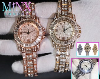 Gefrorene heraus Uhr | Gefrorene Armbanduhr | Herren Iced Out Armbanduhr | Hip Hop Uhr | Baguette Armbanduhr | Diamant Uhren | Buss Down Armbanduhr | Gefrorener Schmuck
