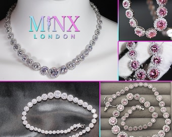 Womens Tennis Chain | Pink Diamond Necklace | Pink Diamond Tennis Chain | Womens Diamond Necklace | Women Tennis Necklace | Wedding Necklace